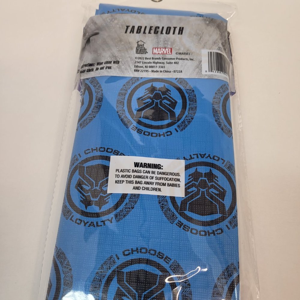Marvel Black Panther Wakanda Forever Tablecloth 52x70in Blue Black New Party - Picture 7 of 7
